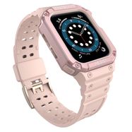 Protect Strap Band with Case for Apple Watch 7 / SE (45/44 / 42mm) Case Armored Watch Cover Pink, Hurtel