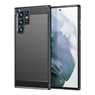Carbon Case Flexible TPU cover for Samsung Galaxy S22 Ultra black, Hurtel