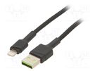 Cable; USB 2.0; Apple Lightning plug,USB A plug; 1.2m; black GREEN CELL