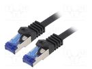 Patch cord; S/FTP; 6a; stranded; Cu; LSZH; black; 3m; 26AWG; -20÷75°C LOGILINK