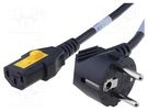 Cable; 3x1mm2; CEE 7/7 (E/F) plug angled,IEC C13 female; PVC; 3m SCHURTER