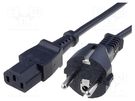 Cable; 3x1mm2; CEE 7/7 (E/F) plug,IEC C13 female; PVC; 5m; black SCHURTER