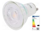 LED lamp; warm white; GU10; 230VAC; 370lm; P: 4.6W; 36°; 3000K PHILIPS