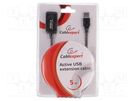 Repeater USB; USB 2.0; USB A socket,USB A plug; 5m; black GEMBIRD