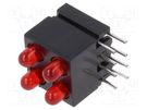 LED; in housing; red; 2.8mm; No.of diodes: 4; 20mA; 60°; 1.2÷4mcd MENTOR