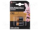 Battery: lithium; 3V; CR2; non-rechargeable; 2pcs. DURACELL