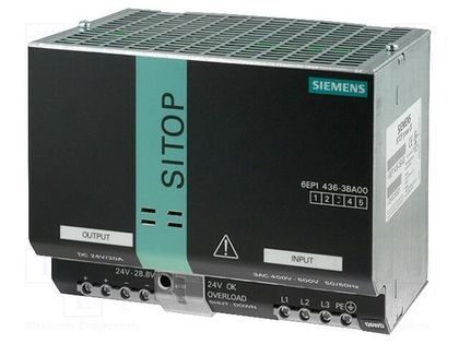 Power supply: switched-mode; for DIN rail; 480W; 24VDC; 20A; DIN SIEMENS 6EP1436-3BA00