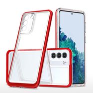 Clear 3in1 Case for Samsung Galaxy S21 + 5G (S21 Plus 5G) Frame Gel Cover Red, Hurtel