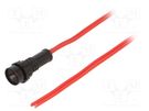 Indicator: LED; prominent; red; 230VAC; Ø10mm; IP20; leads 600mm ELPROD