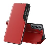 Eco Leather View Case elegant case with a flip cover and stand function for Samsung Galaxy S22 + (S22 Plus) red, Hurtel