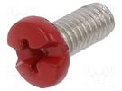 Screw; M3x6; 0.5; Head: cheese head; Phillips,slotted; brass; red KEYSTONE