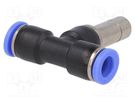 Push-in fitting; T-tap splitter; -0.95÷15bar; BLUELINE; 10mm PNEUMAT
