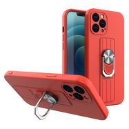 Ring Case silicone case with a finger grip and a stand for Samsung Galaxy S22 red, Hurtel