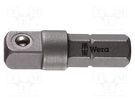 Adapter; Overall len: 25mm; Mounting: hexagon 1/4"/ square 1/4" WERA