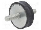 Vibration damper; M10; Ø: 50mm; rubber; L: 15mm; Thread len: 28mm ELESA+GANTER