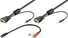 Full HD SVGA Monitor Cable with Audio Line, 3 m, black - with 2x 3.5 mm audio line (stereo) and 3.5 mm adapter > 2x RCA plug (audio)