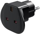 Travel Adapter UK to EU, Black - UK socket > safety plug (type F, CEE 7/7)