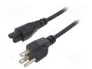 Cable; 3x18AWG; IEC C5 female,NEMA 5-15 (B) plug; PVC; 1m; black LIAN DUNG