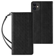 Magnet Strap Case for iPhone 12 Pouch Wallet + Mini Lanyard Pendant Black, Hurtel