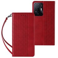 Magnet Strap Case Case for Xiaomi Redmi Note 11 Pro Pouch Wallet + Mini Lanyard Pendant Red, Hurtel