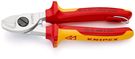 KNIPEX 95 16 165 T Cable Shears insulated with multi-component grips, VDE-tested with integrated insulated tether attachment point for a tool tether chrome-plated 165 mm