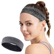Gray fabric elastic headband for running fitness, Hurtel