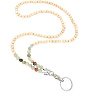Lanyard pendant, string beads for keys, beige phone, Hurtel