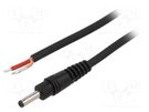 Cable; 1x1mm2; wires,DC 3,5/1,3 plug; straight; black; 1.5m WEST POL