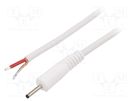 Cable; 1x1mm2; wires,DC 2,35/0,7 plug; straight; white; 1.5m WEST POL