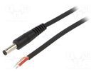 Cable; 1x1mm2; wires,DC 4,8/1,7 plug; straight; black; 1.5m WEST POL