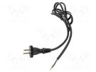Cable; 2x1mm2; CEE 7/17 (C) plug,wires; PUR; 1.5m; black; 10A; 230V PLASTROL