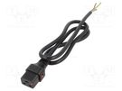Cable; IEC C19 female,wires; 1m; with IEC LOCK locking; black SCHAFFNER