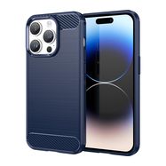 Carbon Case for iPhone 14 Pro Max flexible gel back cover blue, Hurtel