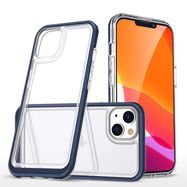 Clear 3in1 case for iPhone 14 Plus silicone cover with frame blue, Hurtel