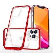 Clear 3in1 case for iPhone 14 Pro silicone cover with frame red, Hurtel
