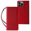 Magnet Strap Case for iPhone 14 Flip Wallet Mini Lanyard Stand red, Hurtel