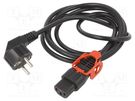 Cable; CEE 7/7 (E/F) plug angled,IEC C13 female; 2m; black; 10A SCHAFFNER