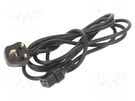 Cable; BS 1363 (G) plug,IEC C19 female; 3m; black; 16A; 250V; IP20 SCHAFFNER