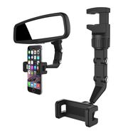 Adjustable car rearview mirror holder for smartphone black, Hurtel