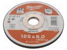 Grinding wheel; Ø: 125mm; Øhole: 22.2mm; Disc thick: 6mm; steel Milwaukee