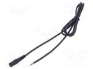 Cable; 1x1mm2; wires,DC 5,5/2,1 socket; straight; black; 1.5m WEST POL
