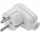 AC connector, Uni-Schuko with earthing, angled, white, roundwith 230V 16A