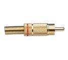Plug RCA gold plated, red, cable mount