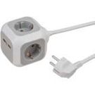 ALEA-Power Plug socket with USB / Plug block (Socket sockets 4-way, 2x USB charger and 1.4m cable) TYPE F