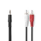 Stereo Audio Cable | 3.5 mm Male | 2x RCA Male | Nickel Plated | 15.0 m | Round | Black | Label