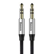 Cable AUX 3.5mm-3.5mm stereo audio, 1.0m silver / black BASEUS