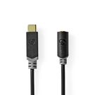 USB-C™ Adapter | USB 2.0 | USB-C™ Male | 3.5 mm Female | 1.00 m | Round | Gold Plated | PVC | Black | Box