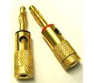 Plug, banana 4 mm, 42V, 2A, screw connection, gold plated, red