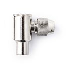 IEC (Coax) Connector | Angled | Male | Nickel Plated | 75 Ohm | Screw | Cable input diameter: 7.0 mm | Metal | Silver | 2 pcs | Envelope