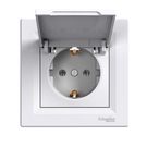 Socket outlet with lid and frame white 16A Asfora, Schneider Electric